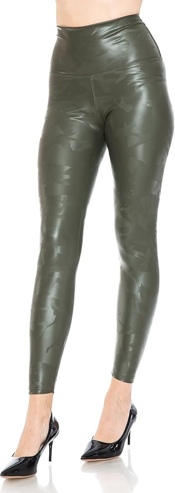 Leggings Depot Women's High Waist Faux Leather Leggings Tights Pleather Pants | Amazon (US)