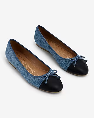 Denim Round Toe Ballet Flats | Express