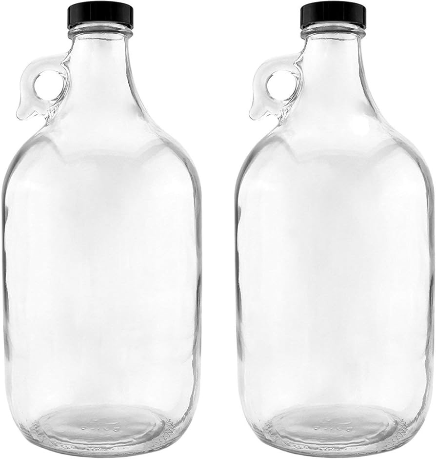 nicebottles Glass Handled Jugs, Half-Gallon, Clear, Pack of 2 | Amazon (US)