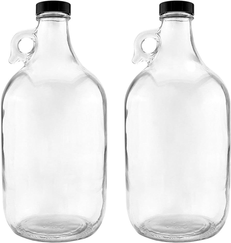 nicebottles Glass Handled Jugs, Half-Gallon, Clear, Pack of 2 | Amazon (US)