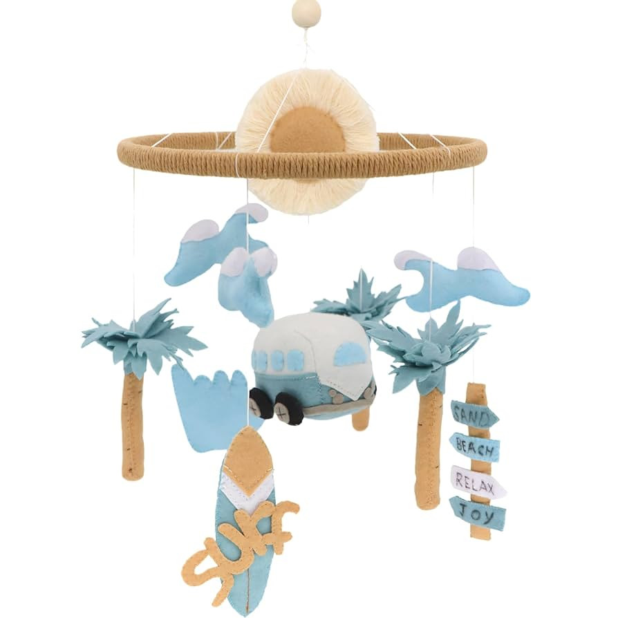 Surf Mobile for Crib Handmade Felt Nursery Decor Crib Mobile surf for Bassinet Baby Shower Newbor... | Amazon (US)