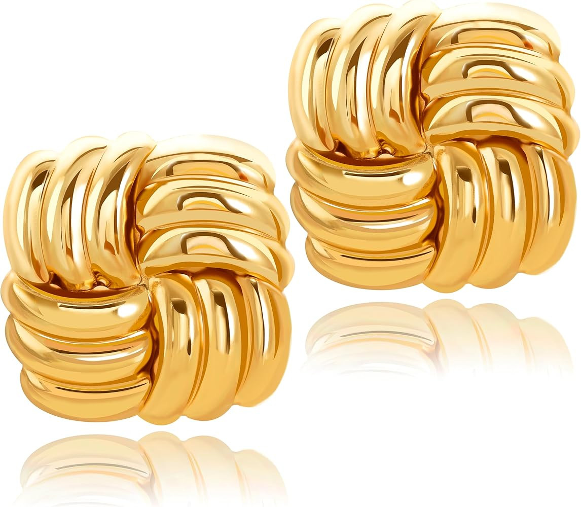 Chunky Gold Statement Earrings for Women- 14K Gold Plated Stainless Steel Heaven Mayhem Earrings ... | Amazon (US)