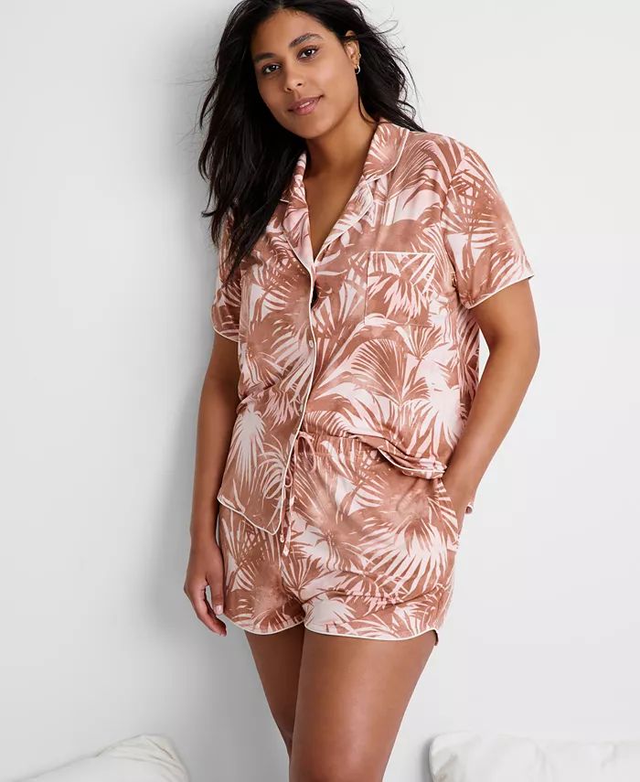 State of Day Women's 2-Pc. Short-Sleeve Notched-Collar Pajama Set XS-3X, Created for Macy's - Mac... | Macy's