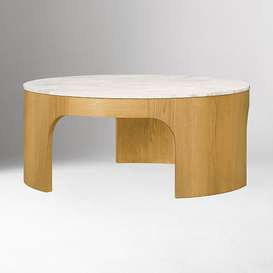 Elowis Marble/Oak Round Coffee Table, 38 | West Elm (US)