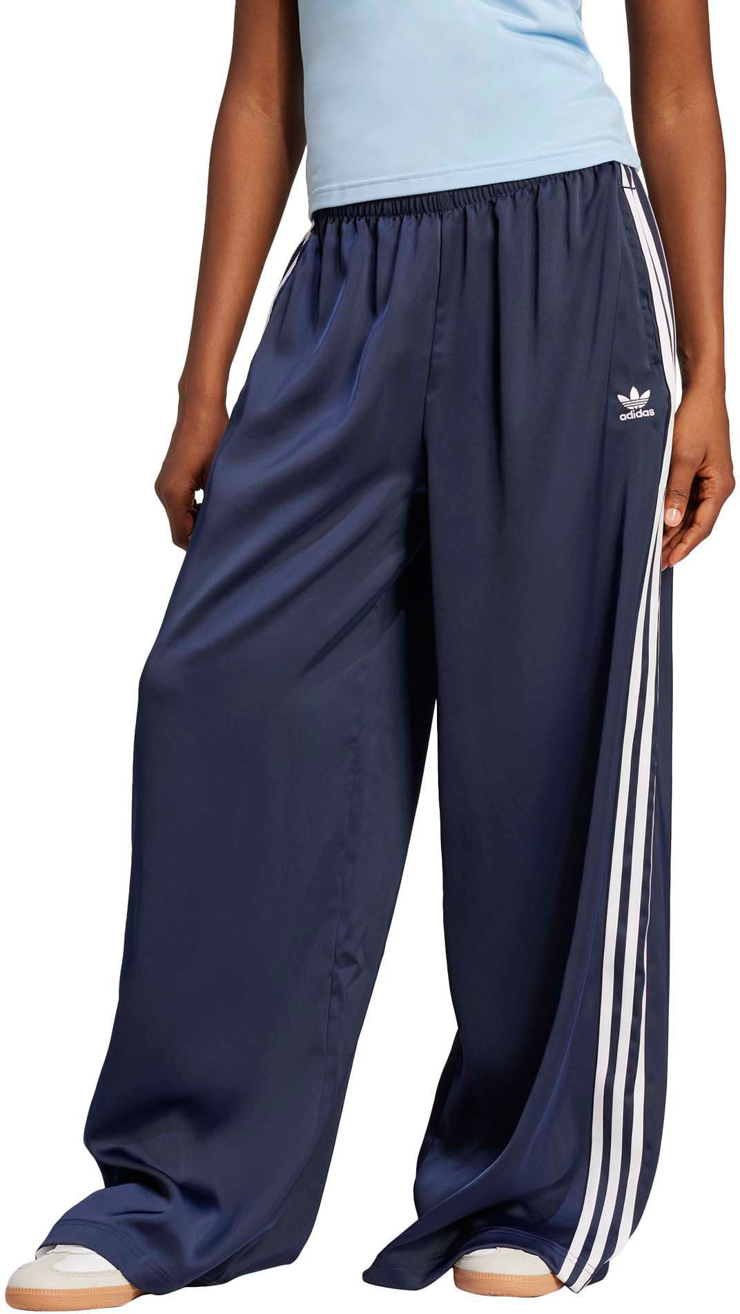 adidas Originals Women's Adicolor Satin Wide Leg Track Pants, Size 4, Night Indigo | DICK'S Sporting Goods