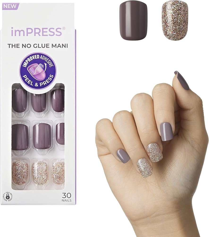 KISS imPRESS Press-On Manicure, Nail Kit, PureFit Technology, Short Press-On Nails, Square, 'Flaw... | Amazon (US)