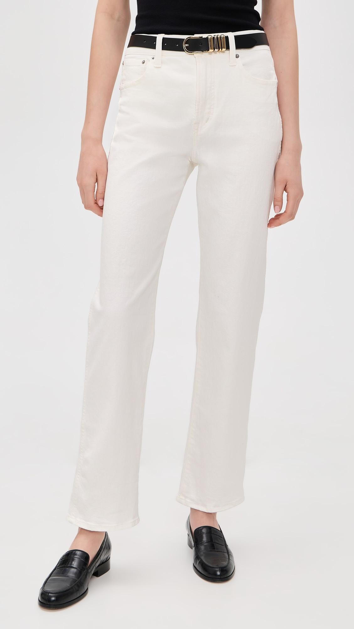 The Longline Straight Jeans In Tile White | Shopbop