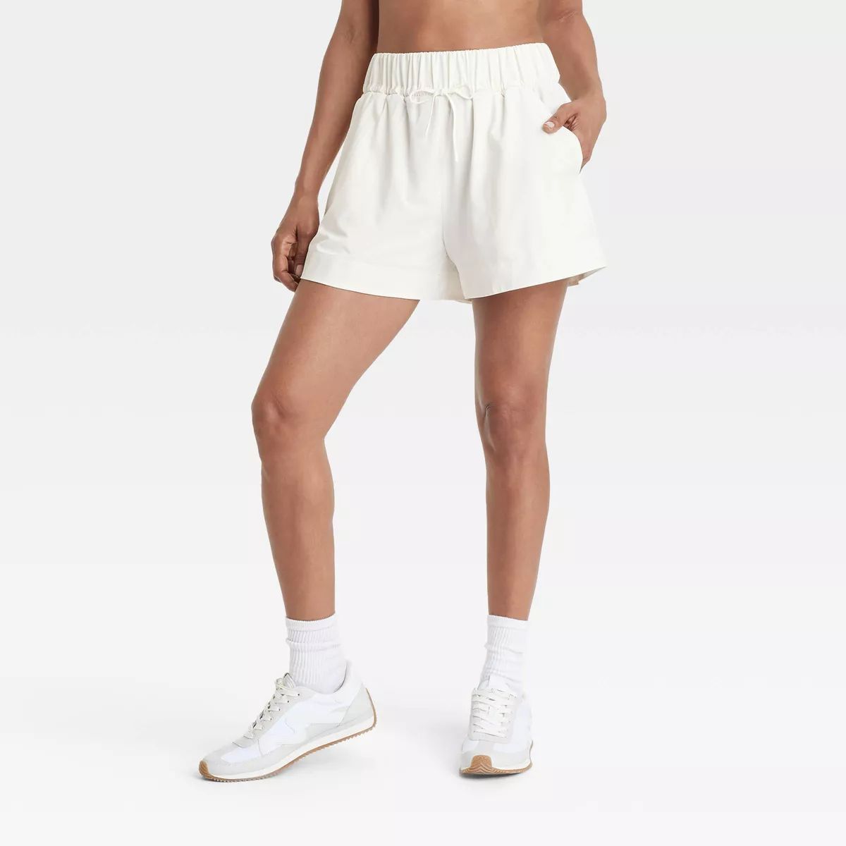 Women's Active Light High-Rise Wide Leg Lifestyle Shorts 3.5" - All In Motion™ Cream S | Target