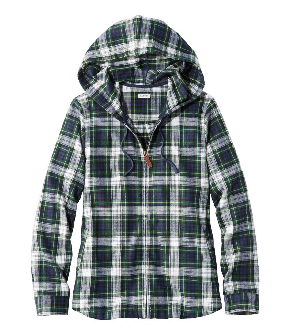 Women's Scotch Plaid Flannel Shirt, Relaxed Zip Hoodie | L.L. Bean