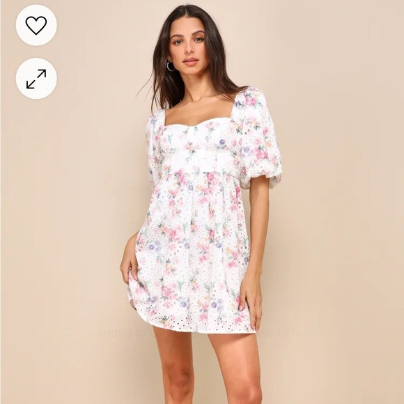 NWT Lulus Majorly Adorable Ivory Floral Eyelet Embroidered Mini Dress | Poshmark