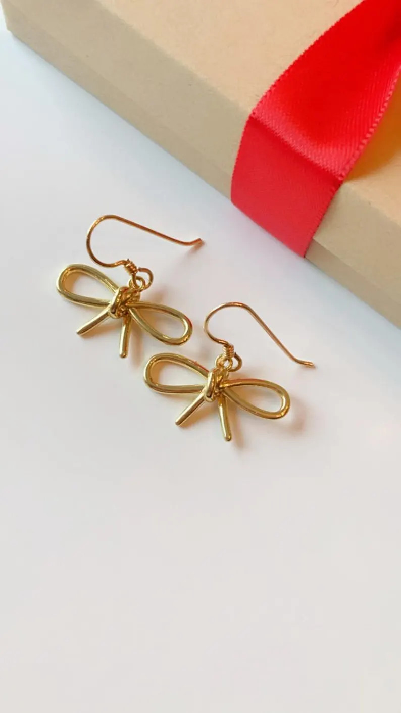 Gold Filled Bow Earrings - Etsy | Etsy (US)