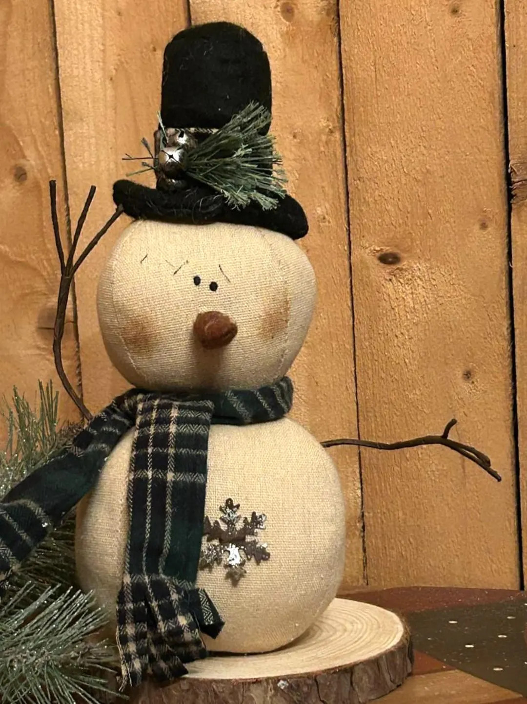 Primitive Country Snowman With Top Hat, Scarf - Winter Christmas Decor, Shelf Sitter, Plush Figur... | Etsy (US)