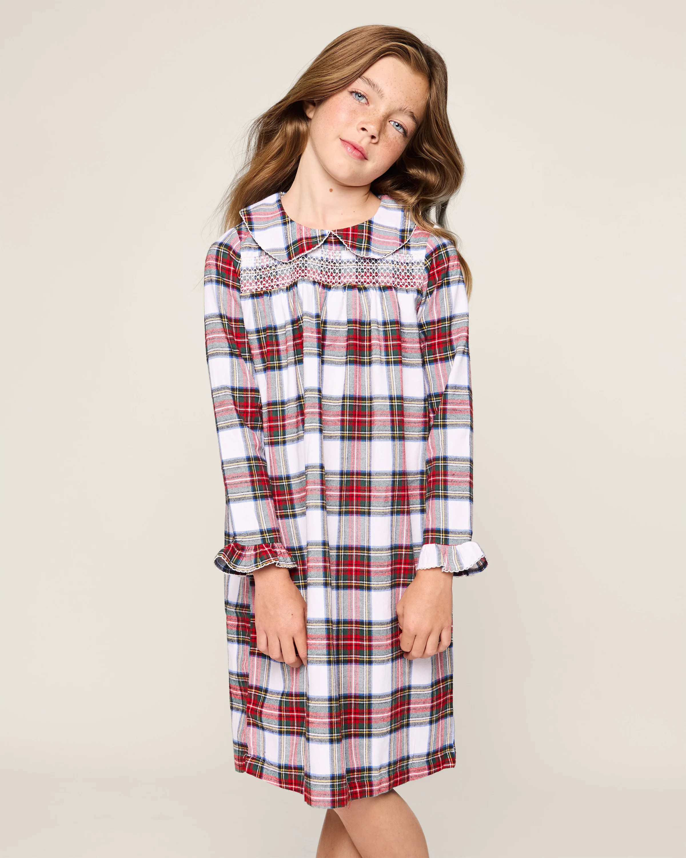 Girl's Brushed Cotton Eloise Nightgown in Balmoral Tartan | Petite Plume