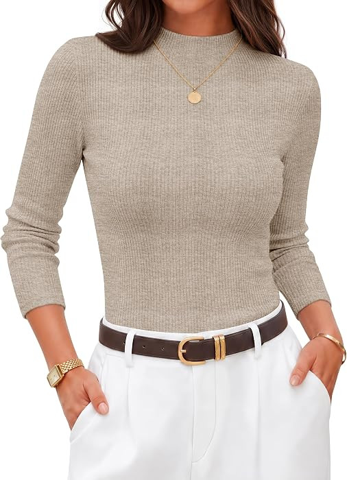 ZESICA Women's 2026 Fall Long Sleeve Mock Neck Tops Going Out Knit Shirts | Amazon (US)