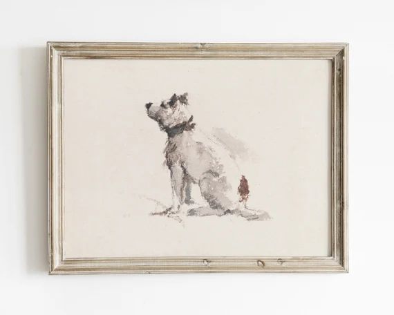 Dog Wall Art Print Sketch Art Terrier Drawing Minimalist | Etsy | Etsy (US)
