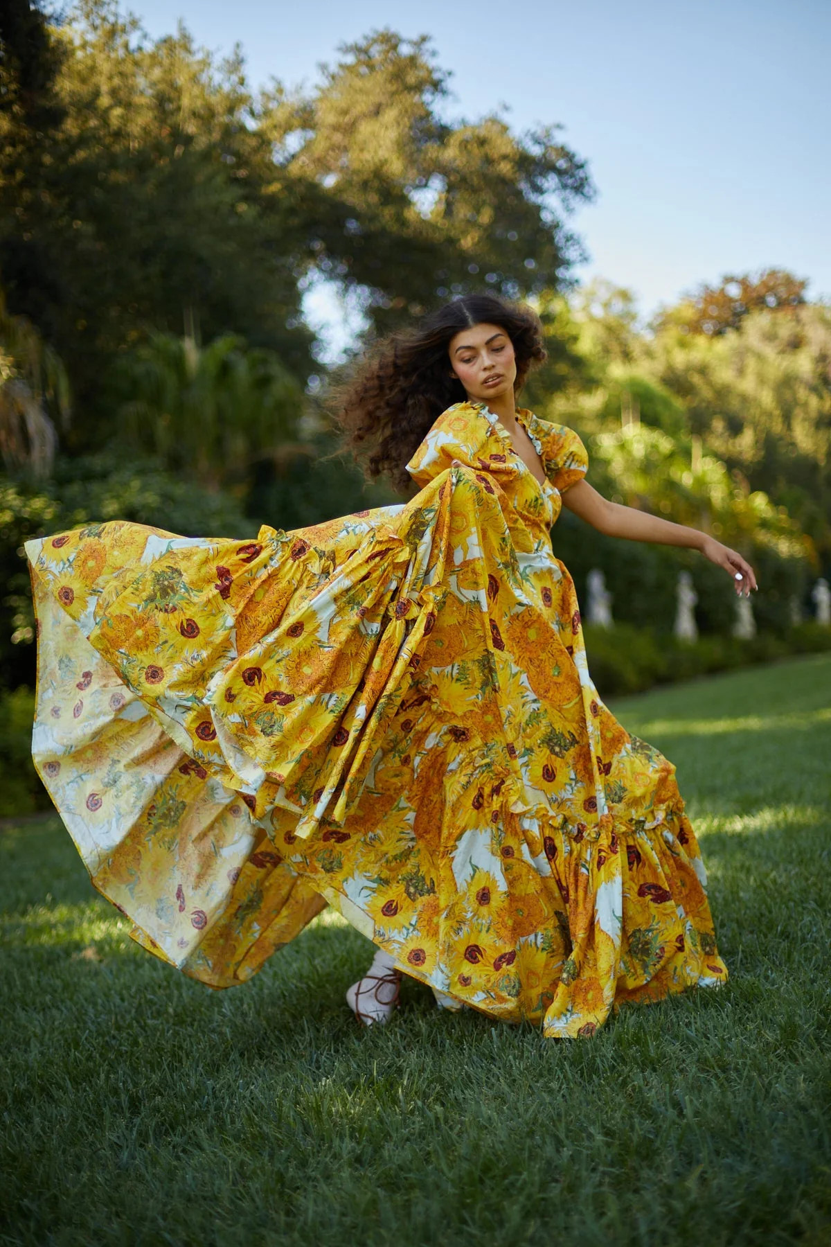 Sunflowers Cotton Ritz Gown | Selkie Collection