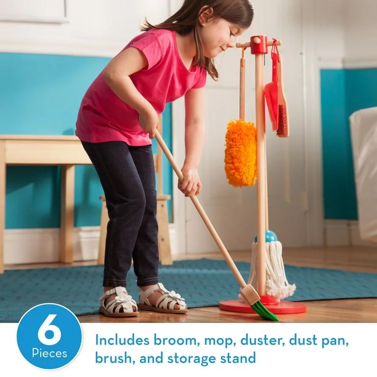 Melissa & Doug Dust! Sweep! Mop! 6-Piece Pretend Play Cleaning Set - FSC-Certified Materials | Walmart (US)