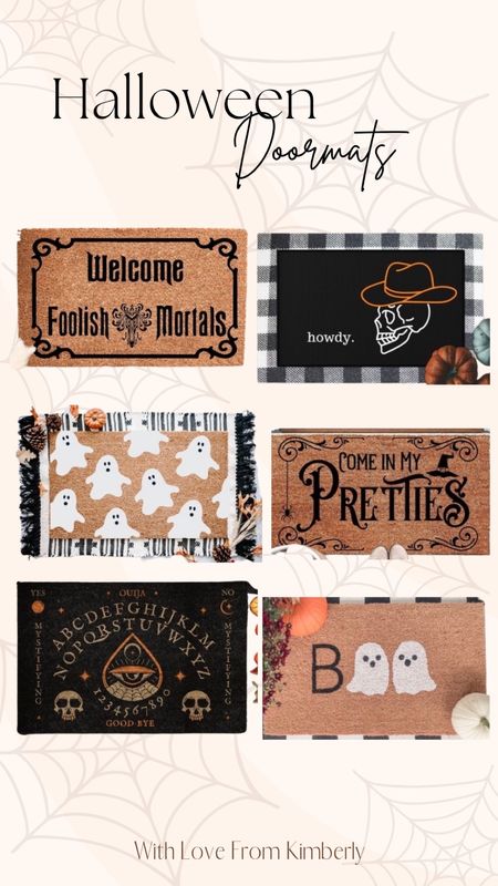 Halloween Doormats / welcome foolish mortals / unique Halloween decorations / Halloween front porch decor / halloween home finds 

#LTKhome #LTKHalloween #LTKSeasonal