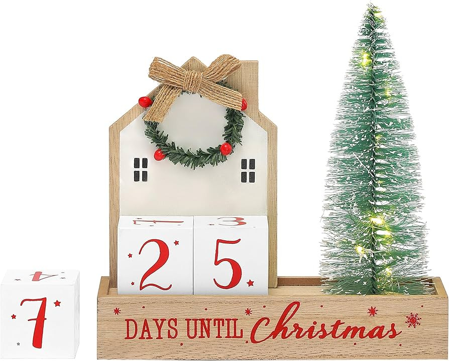 JOEJET Christmas Countdown Calendar, Days Until Christmas Countdown Blocks, Wooden Advent Calenda... | Amazon (US)