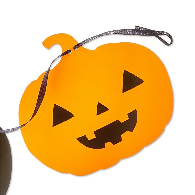 Halloween Orange & Black Pumpkin Paper Garland, 6', by Way To Celebrate | Walmart (US)