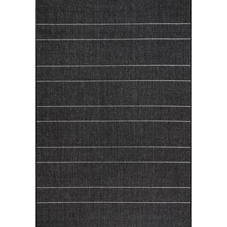 Alaina Casual Stripes Black 6 ft. x 9 ft. Indoor/Outdoor Patio Area Rug | The Home Depot