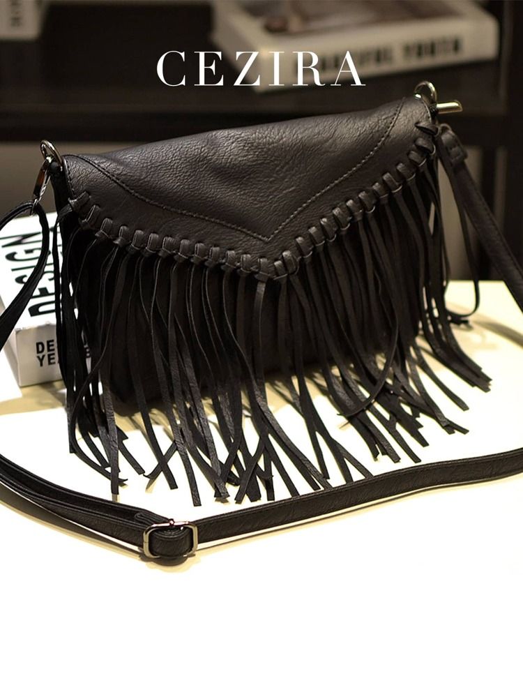 Black Flap Envelope Bag Fringe Decor
       
              
              $20.71  
        $21.80... | SHEIN
