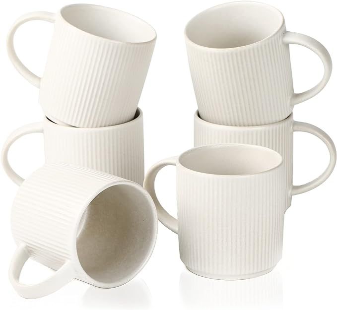 famiware Coffee Mug Set for 6, Star 12 oz Catering Mugs Cup Set with Handle for Coffee, Tea, Coco... | Amazon (US)