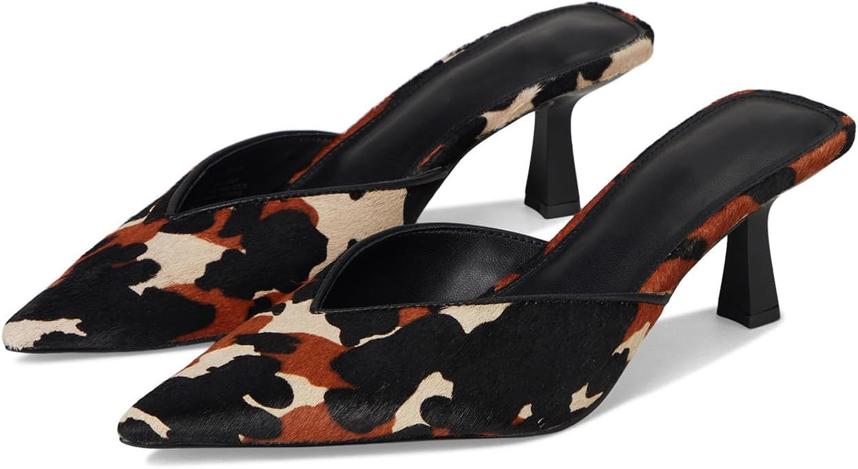 Cow Print Kitten Heel Mules for Women Pointed Closed Toe Mule Heels Slip-On Kitten Mules Comforta... | Amazon (US)