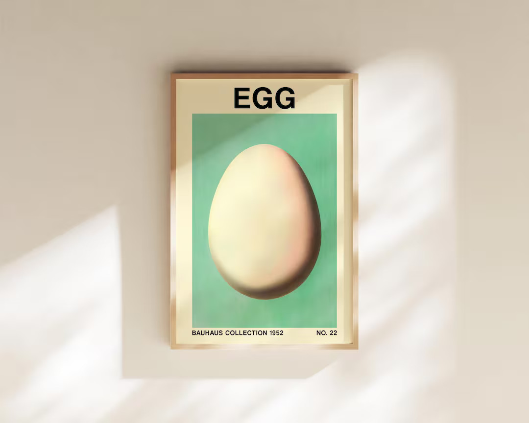 Minimalist Egg Poster – Midcentury Modern, Bauhaus-inspired Vintage Retro Kitchen Art – Print... | Etsy (US)