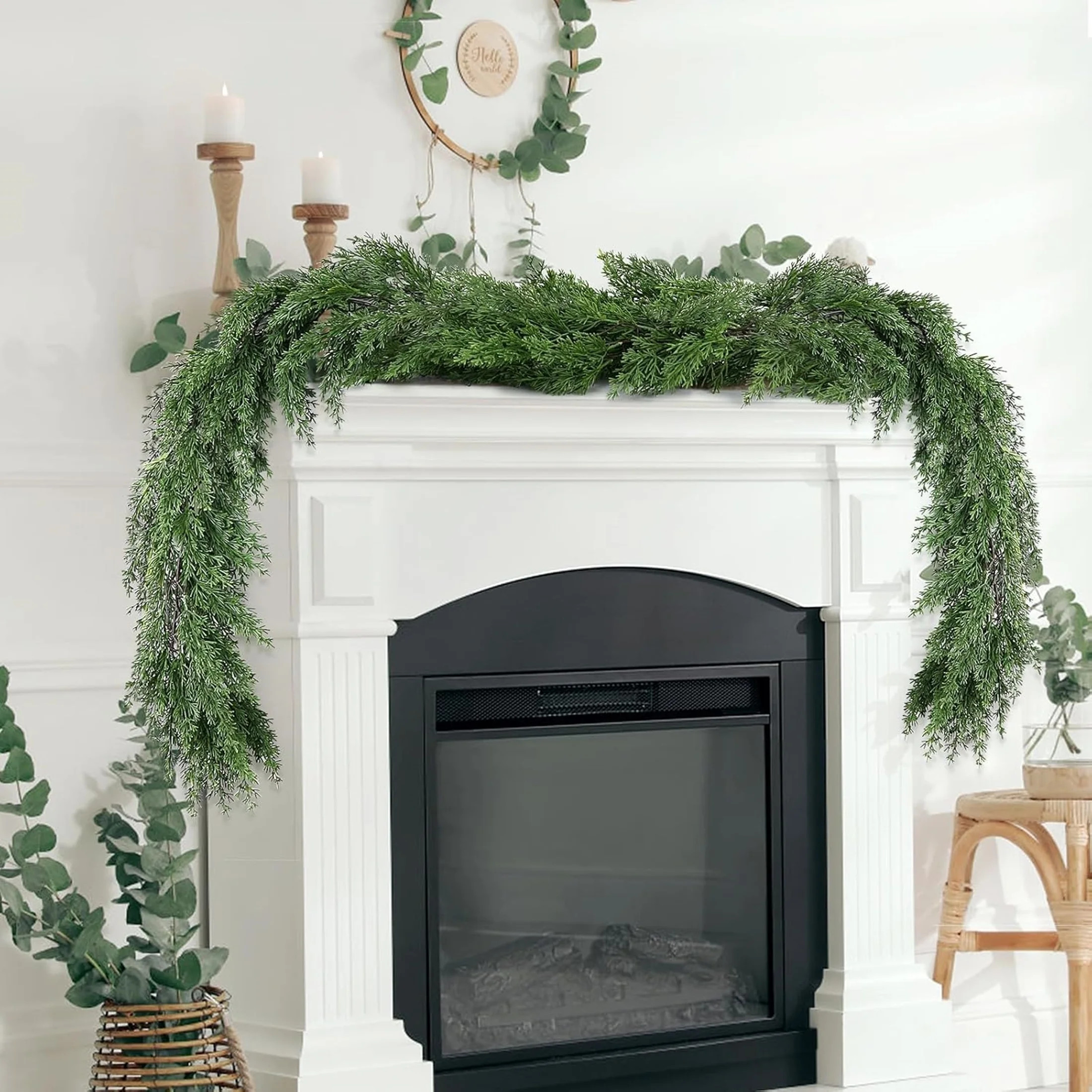 TETOU 6ft Christmas Cypress Garlands Realistic Christmas Norfolk Pine Garland Real Touch Greenery... | Walmart (US)