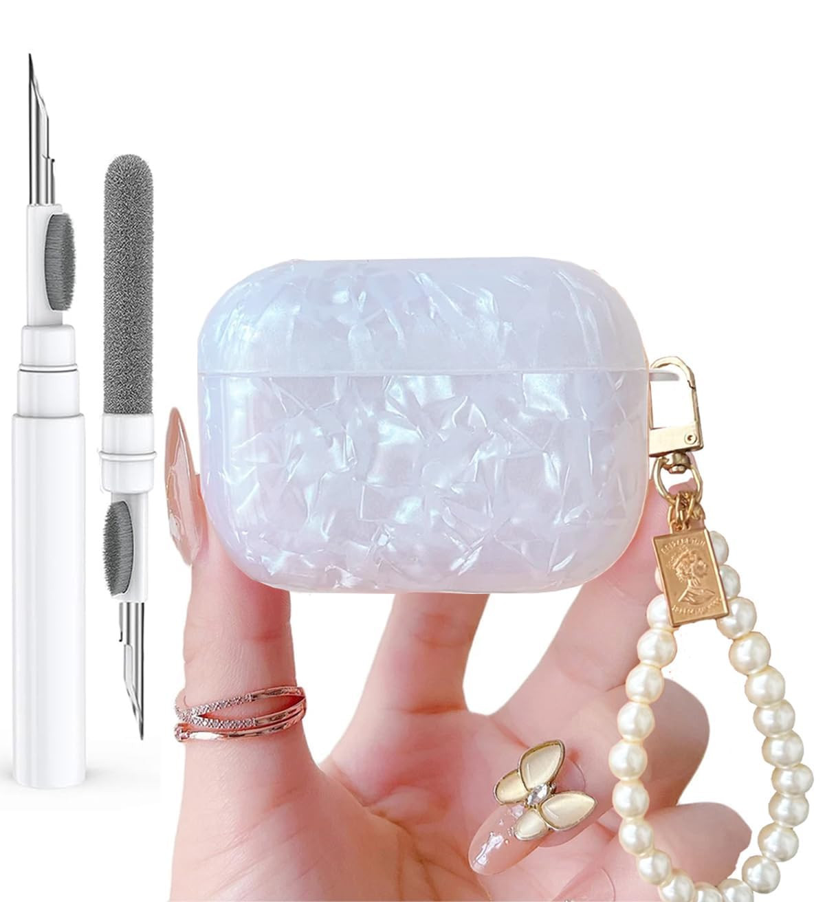for Cute Glitter Airpods Pro 2nd/1st Generation Case with Cleaner Pen, Shell Pattern Airpods iPod... | Amazon (US)