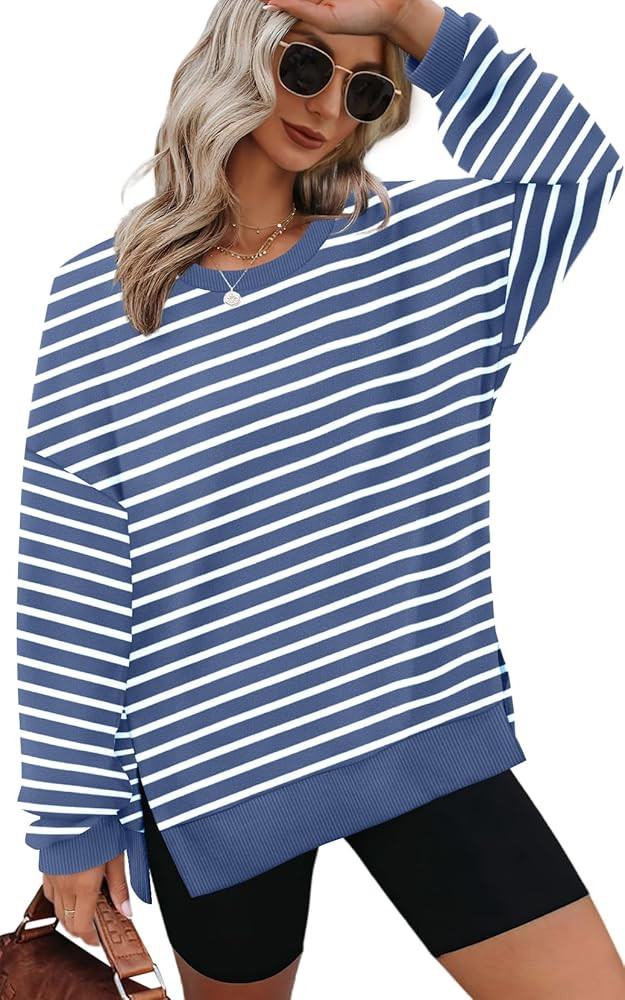 XIEERDUO Womens Oversized Sweatshirts Pullover Casual Crewneck Long Sleeve Tops Comfy | Amazon (US)