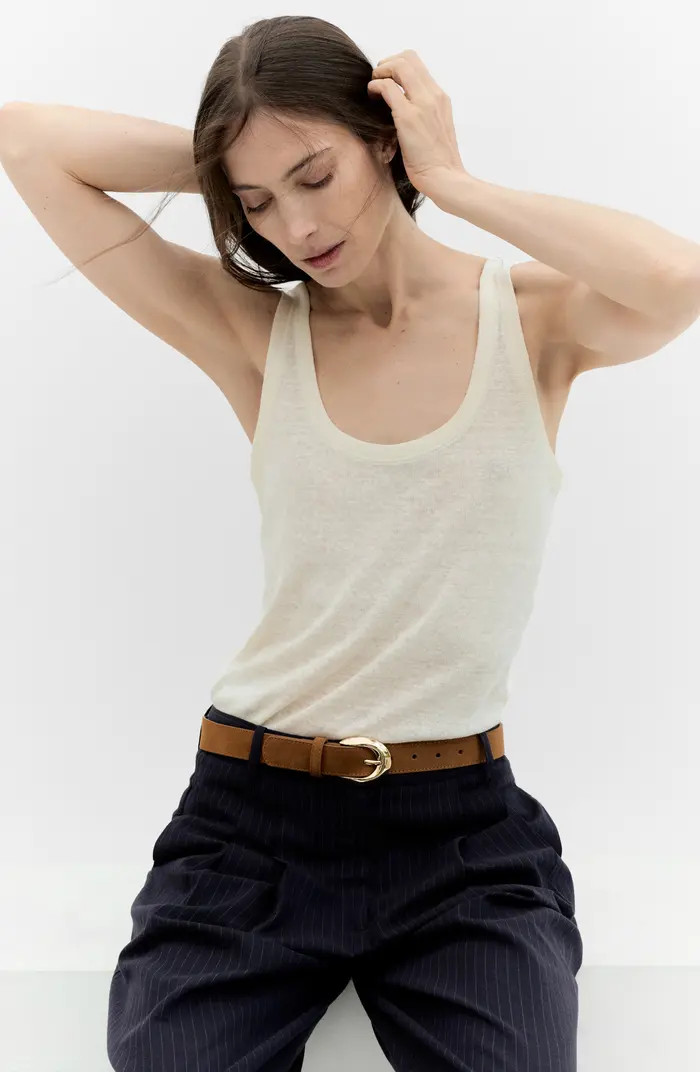 MANGO Oval Buckle Suede Belt | Nordstrom | Nordstrom
