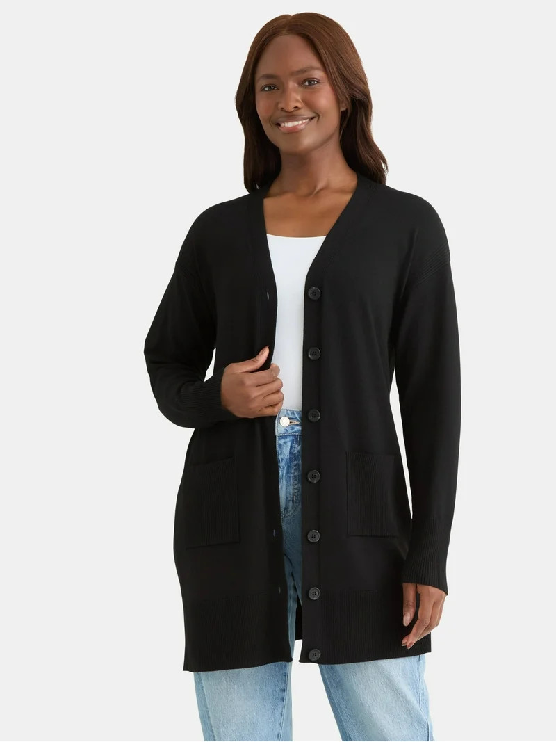 Time and Tru Women’s Longline Button Front Cardigan Sweater, Lightweight, Sizes XS-XXXL | Walmart (US)