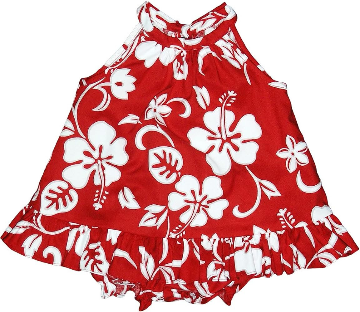RJC Baby Girl's Hibiscus Pareo Halter Ruffle Hawaiian 2 Piece Dress Set | Amazon (US)