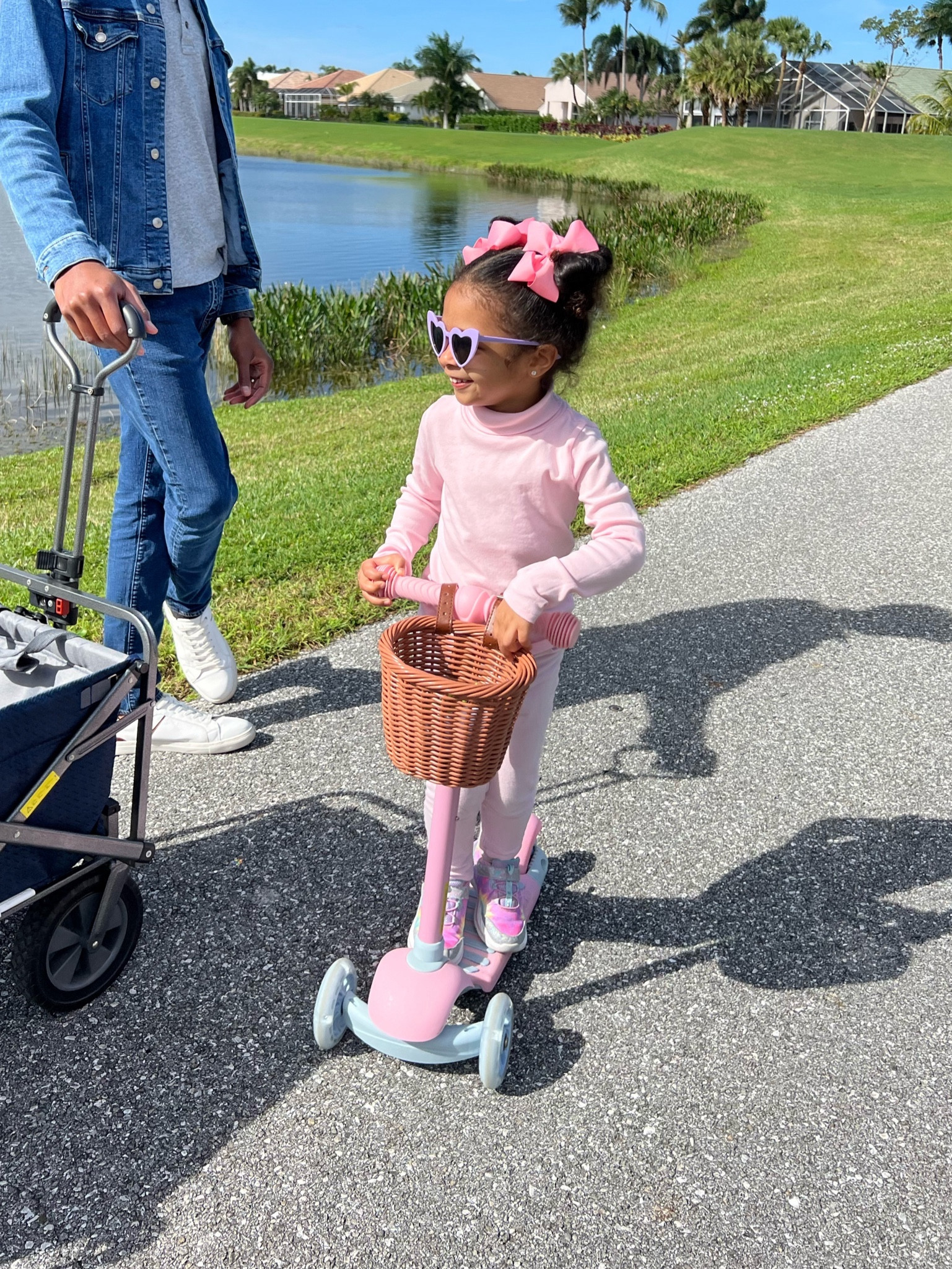 The Best Toddler scooter on Amazon! It’s very affordable, great quality, adjustable, and the wheels light up! We also added this cute little kids wicker rattan bicycle basket, that was very inexpensive on Amazon as well! Altogether we were only half the price of the expensive ones with the baskets! I’m also linking her bows. They are 4.5 inches and come in a pack of many colors! Highly recommend! Toddler clothes, toddler fashion, toddler girl toys, scooter 

#LTKkids #LTKsalealert #LTKfamily