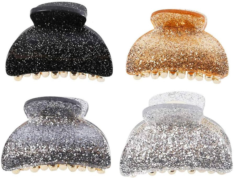 4 Pcs Acrylic Hair Claw Clips Glitter Non Slip Hair Barrette Jaw Clamps Ponytail Holder Hair Acce... | Amazon (US)