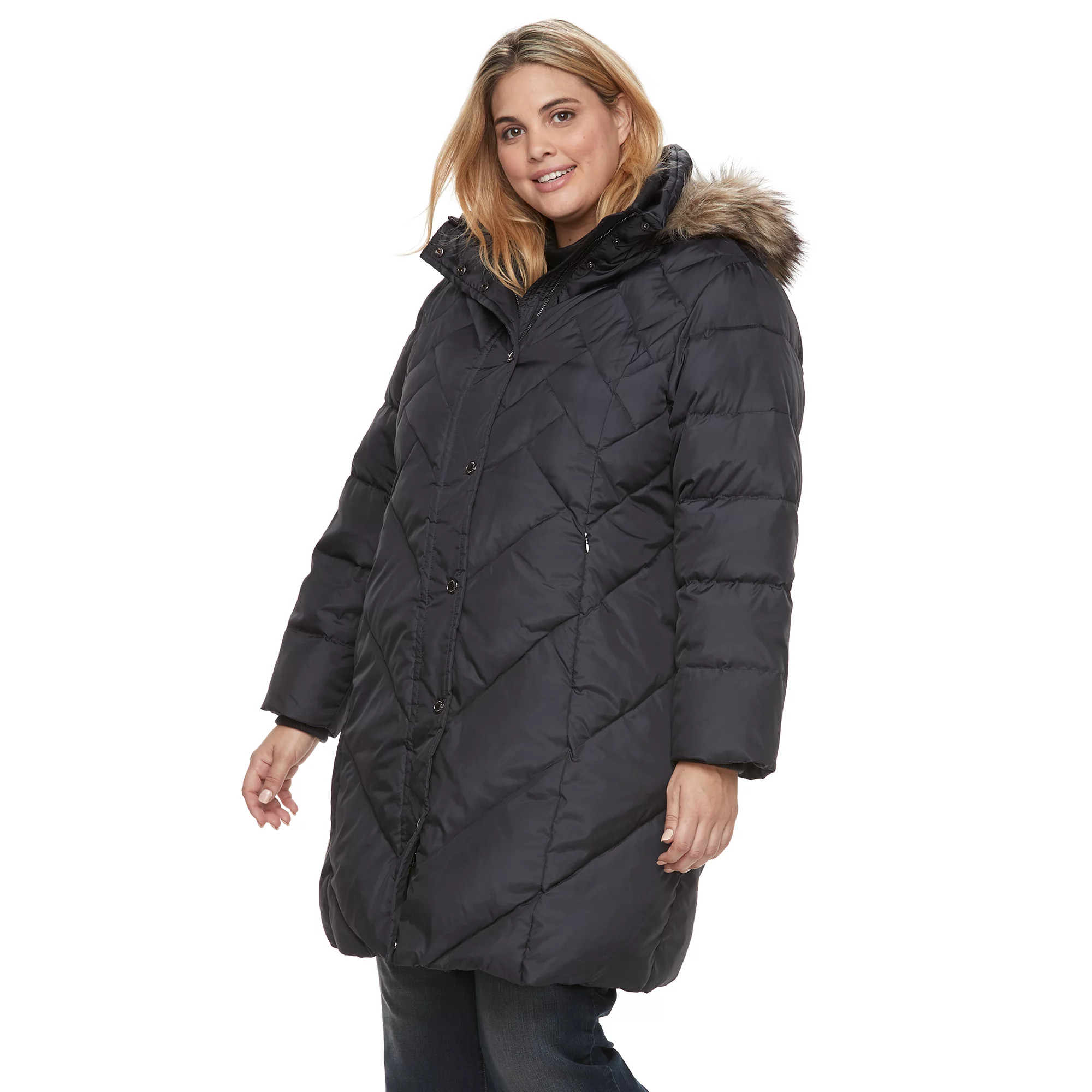 Plus Size TOWER by London Fog Faux-Fur Hood Down Puffer Coat | Kohl's