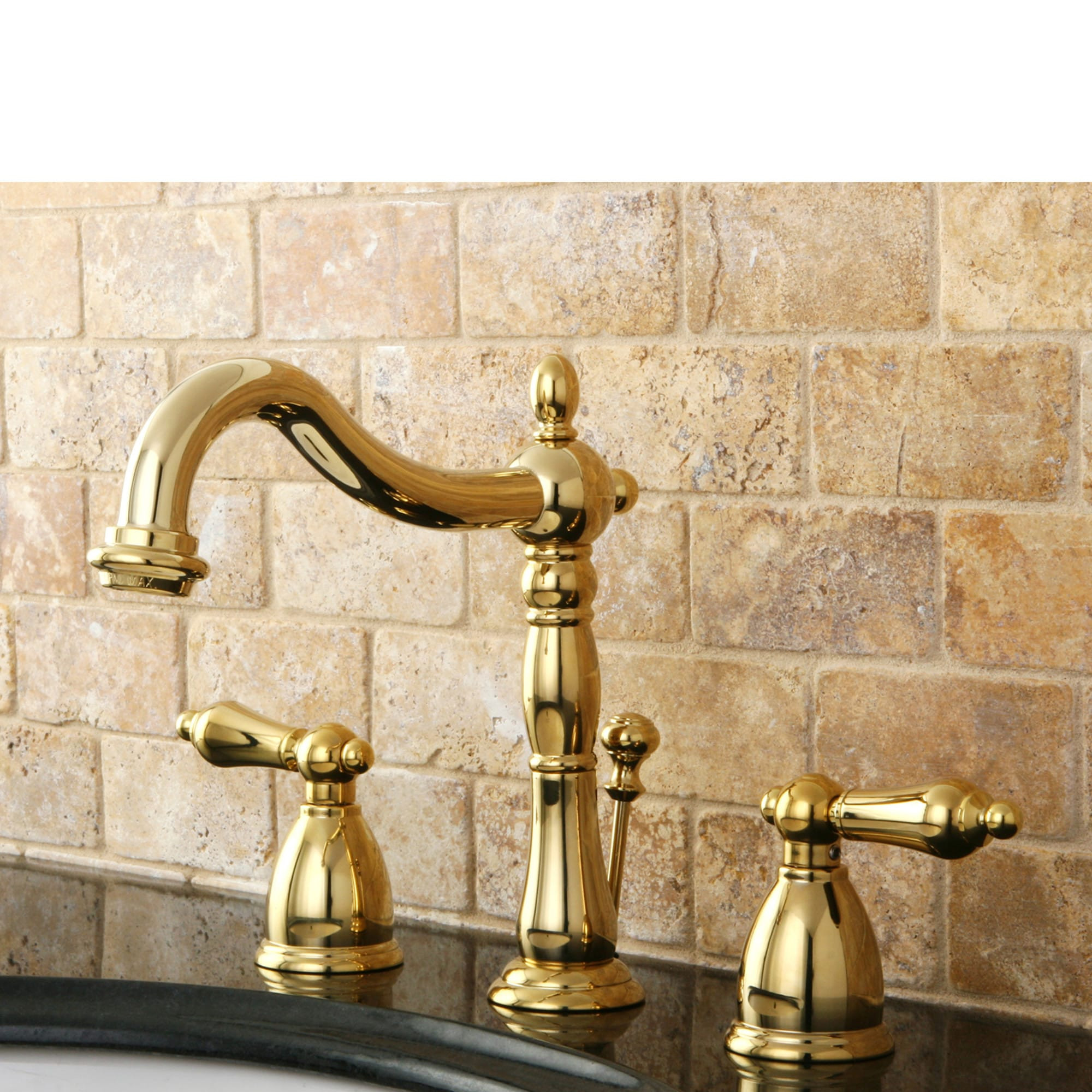 Kingston Brass Vintage Polished brass Widespread 2-handle High-arc Residential Handle Bathroom Sink Faucet with Drain | WLKB1972AL | Lowe's
