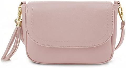 EVVE Small Crossbody Bags for Women Trendy Flap Saddle Purses with Tassel Vegan leather Shoulder ... | Amazon (US)