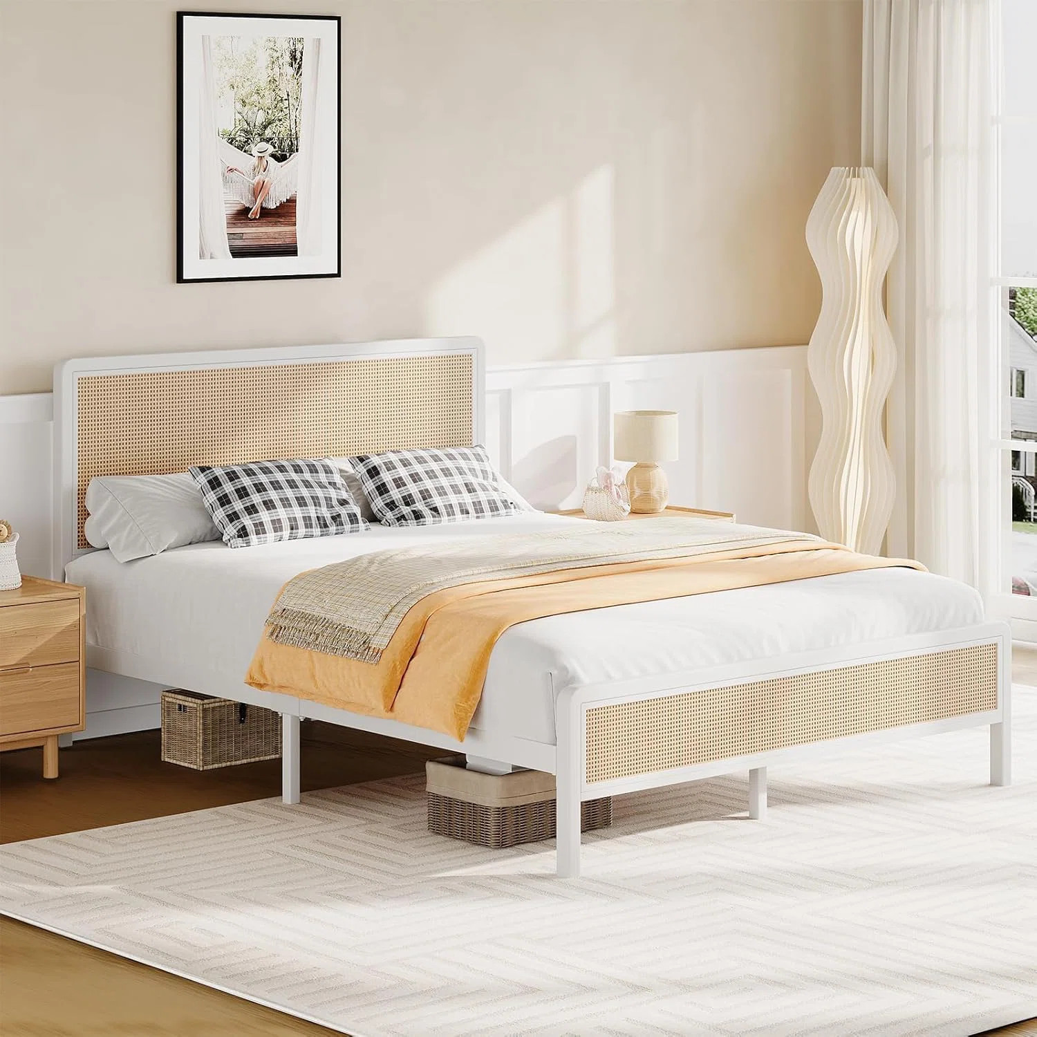 Metal Bed Frame with Rattan HeadboardByBay Isle Home™4.0Rated 4 out of 5 stars.4 Reviews | Wayfair North America