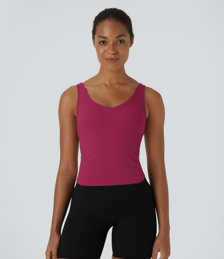 Women’s Softlyzero™ Plush Padded V Neck Plain Tank Top - Halara | HALARA