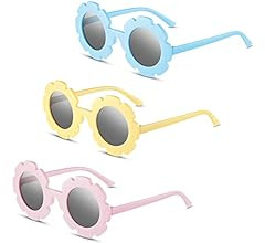 3 Pieces Round Flower Sunglasses Cute Outdoor Beach Sunglasses Eyewear for Kids | Amazon (US)