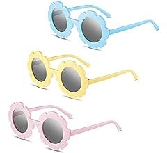 3 Pieces Round Flower Sunglasses Cute Outdoor Beach Sunglasses Eyewear for Kids | Amazon (US)