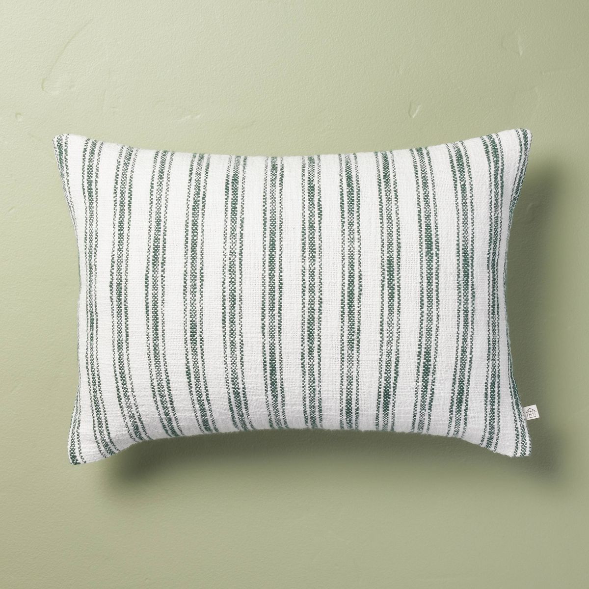 14"x20" Ticking Stripe Lumbar Throw Pillow Green/Cream - Hearth & Hand™ with Magnolia | Target