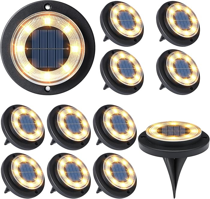 Flacchi Solar Lights Outdoor Waterproof - 2-in-1 Solar Powered Ground Lights Outdoor Solar Disk L... | Amazon (US)
