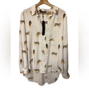 NWT JANE + DELANCEY Tiger Print Button Down Shirt | Poshmark