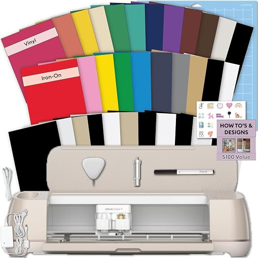 Cricut Maker 4 Starter Kit for Beginners - Smart Cutting Machine with Vinyl & Iron-On (HTV), Tool... | Amazon (US)