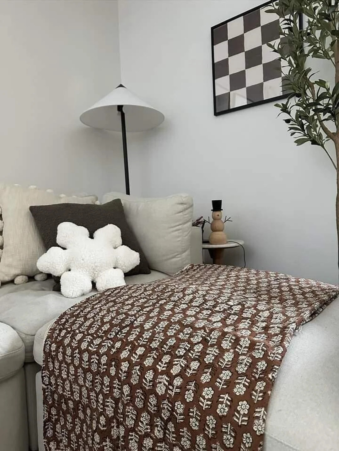 Premium Sofa Décor Room Décor Handmade Throw Hand Block Print Throw Cotton Throw Blanket Tassel... | Etsy (US)