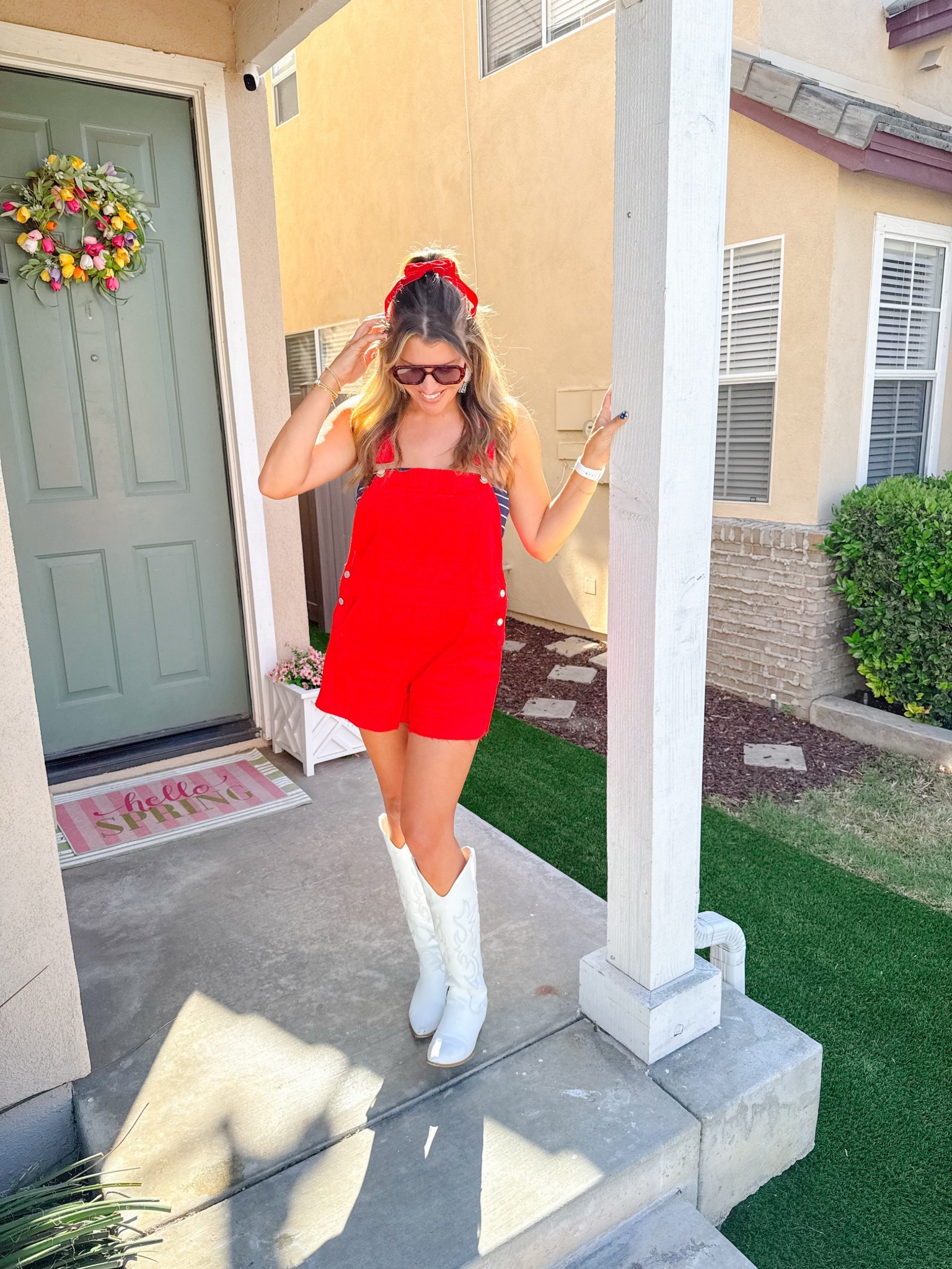 Fourth of July outfit, overalls, Walmart finds, cowboy boots, summer ootd, red white and blue 

#LTKParties #LTKFindsUnder50 #LTKMidsize